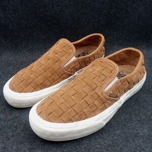 Vans VR3 Cush Slip-On Woven Suede Tan Brown Skate Shoes Mens 8 Womens 9.5